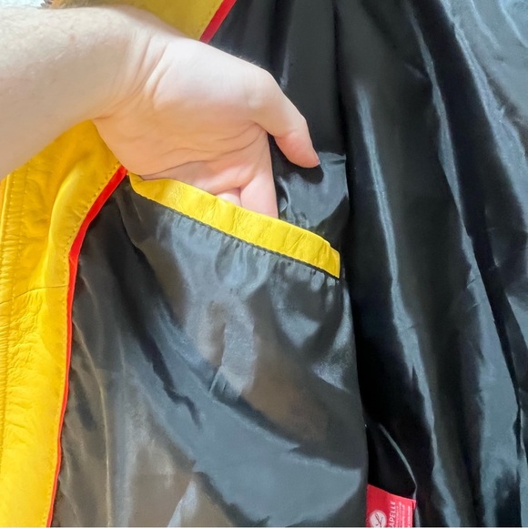 Laverapelle Yellow Leather Racing Jacket Full Zip Pockets Moto Fitted Style XL - Picture 7 of 10